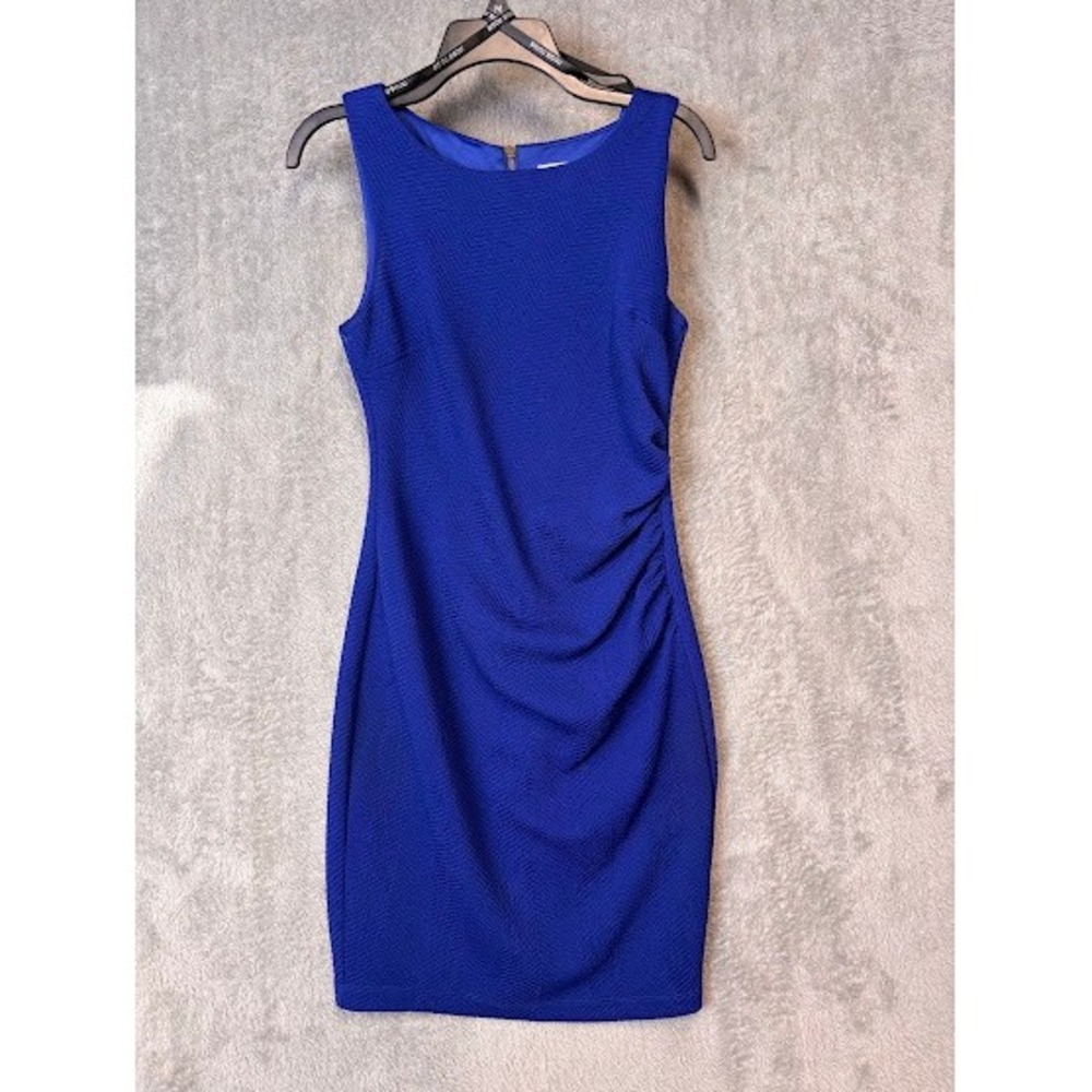 Bisou Bisou Royal Blue Textured Ruched‎ Sheath Dress Women's Size 6